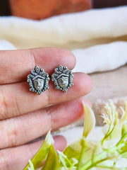 Unique Oxidized Tiny Face Stud Earrings | Dynamic Jewelove