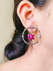 Floral Circular Oxidised Earrings | Dynamic Jewelove