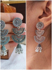 Elegant Party Wear German Silver Combo Earrings | Dynamic Jewelove