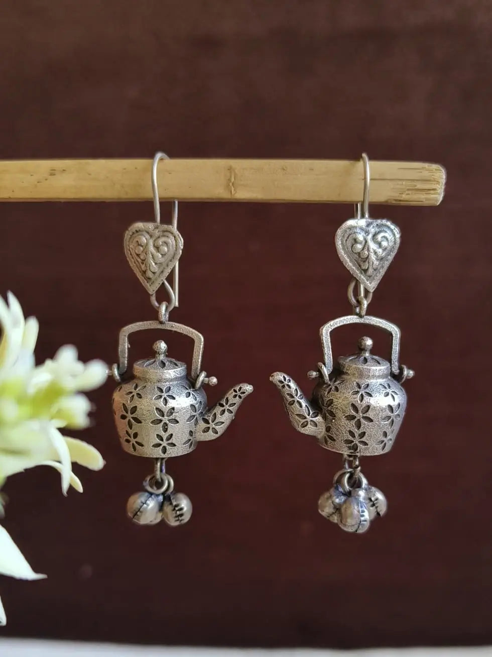 Oxidised Kettle Hook Earrings