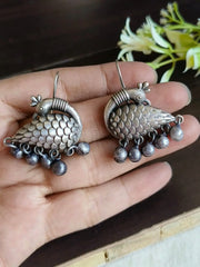 Silver look alike Peacock Hook Earrings