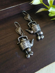 Oxidised Kettle Hook Earrings